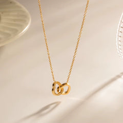 Double Heart Ring Necklace