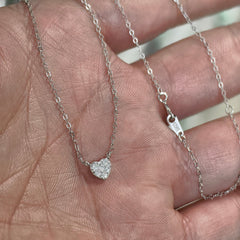 S925 pure silver plated with 14K gold mini heart necklace women's diamond studded peach heart extremely fine collarbone chain ﻿