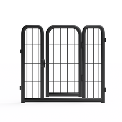 Outdoor 12 piece dog fence, 24 inch portable indoor game fence for small dog pets. Black, 22.2 inches wide x 23.6 inches high.