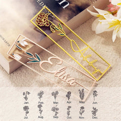 Stainless steel colored birthday flower bookmark personalized DIY hollow out style drip oil letter graduation gift