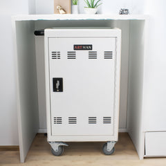 Mobile Charging Cart and Cabinet for Tablets Laptops 32-Device(White)