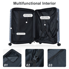 Luggage Sets New Model Expandable ABS+PC 3 Piece Sets with Spinner Wheels Lightweight TSA Lock (20/24/28), STEEL GRAY