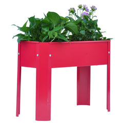 Mini Elevated garden bed, metal elevated outdoor flowerpot box, suitable for backyard and terrace, large flowerpot Red + Steel