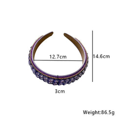Fashionable double row geometric circular purple rhinestone hairband