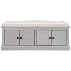 TREXM storage table with 4 doors and adjustable shelves and detachable cushioned shoe stand(Gray Wash)