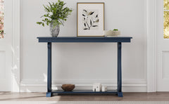 48-Inch Rustic Vintage Console Table --- Farmhouse Style Entryway Table with Open Shelf and Sturdy Construction (Navy)