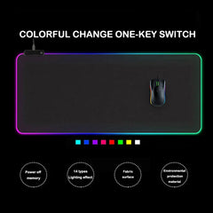 LED Light Gaming Mouse Pad RGB Large Keyboard Cover Non-Slip Rubber Base Computer Carpet Desk Mat PC Game Mouse Pad