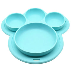 Kids Food-grade Silicone Home Dinner Dish Baby Plate Tableware Bear Paw Shape Children Training Cartoon Bowls Suction Toddler