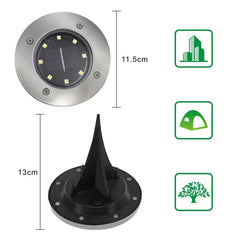 4Pcs Solar Power Disk Light 8LED Ground Lamp Light Spot Lamp for Outdoor Path Way Yard Garden Decking Lawn Waterproof
