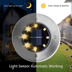4Pcs Solar Power Disk Light 8LED Ground Lamp Light Spot Lamp for Outdoor Path Way Yard Garden Decking Lawn Waterproof