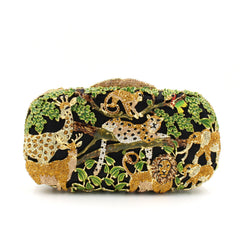 Animal Forest Package, Hollow Metal Crystal Banquet Package, Drip Oil Inlaid Diamond Handbag