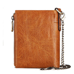 Anti-Theft Brush Double Zipper Leather Wallet Multi Card Slot Men's Wallet Crazy Horse Leather Coin Purse