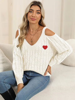 Autumn/Winter Top Deep V Sexy Off Shoulder Loose Hooded Sweater for Women