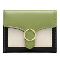 Brand Designer Geometric Panelled Trifold Women Wallet Pu Leather Zipper Coin Ladies Small Purse Card Holder Short Female Wallet