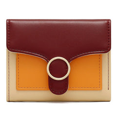 Brand Designer Geometric Panelled Trifold Women Wallet Pu Leather Zipper Coin Ladies Small Purse Card Holder Short Female Wallet
