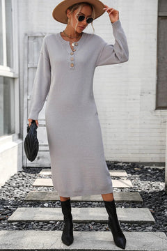 Button knit sweater dress fashionable temperament commuting women's sweater women