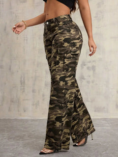 Camouflage Wide Leg Jeans