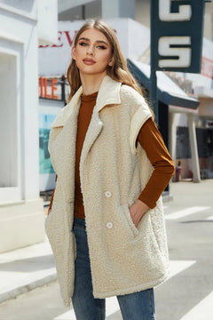 Collared Neck Button Up Vest Coat
