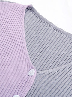 Contrast Button Up Long Sleeve Cardigan