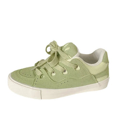 Contrast Lace Up Round Toe Flats Sneakers