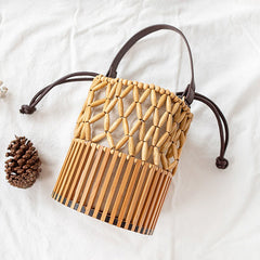 Crossbody bamboo bag hand woven bamboo bag rattan woven bag vacation beach bag craft shoulder bag