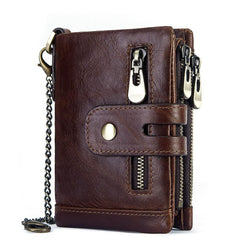 European and American first-layer kraft card bag men's short genuine leather wallet Father's Day gift