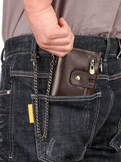 European and American first-layer kraft card bag men's short genuine leather wallet Father's Day gift
