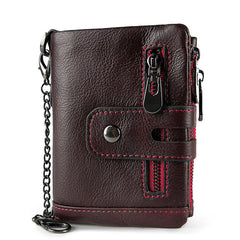 European and American first-layer kraft card bag men's short genuine leather wallet Father's Day gift