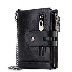 European and American first-layer kraft card bag men's short genuine leather wallet Father's Day gift