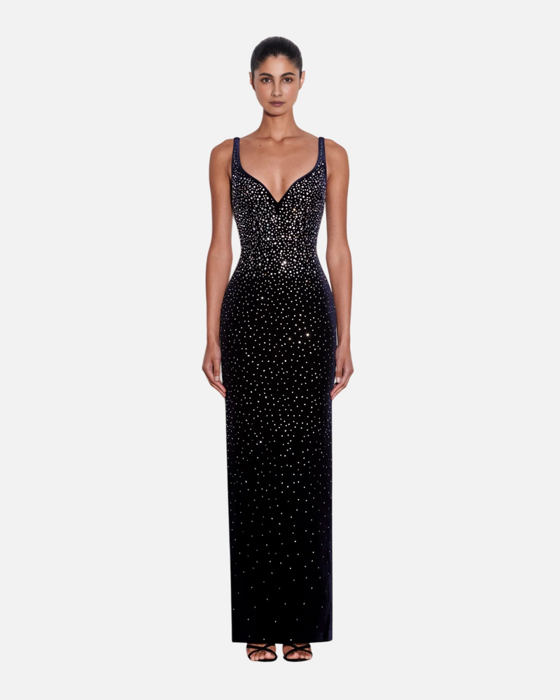 European and American sexy fashion socialite temperament hot diamond suspender backless long dress women's dress