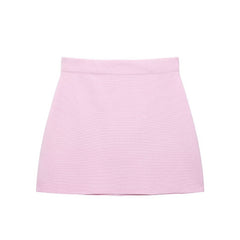 European and American style women's clothing new fashion short sleeved knitted top half skirt set