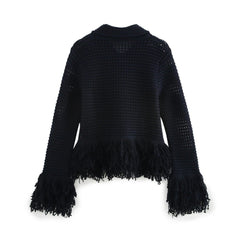 European and American women's fashion versatile tassel knit sweater+skirt set