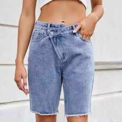 European and American women's loose casual denim shorts