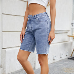 European and American women's loose casual denim shorts
