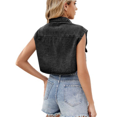 European and American women's pocket vest top