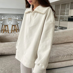 European and American zipper collar top fashionable and versatile sports hoodie