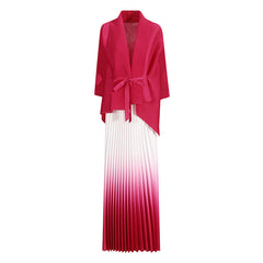Fashionable casual style set cape shawl style lace up top+pleated skirt