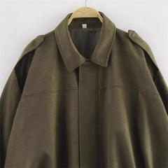 Fashionable lazy suede jacket bomber jacket shorts back skirt jacket set