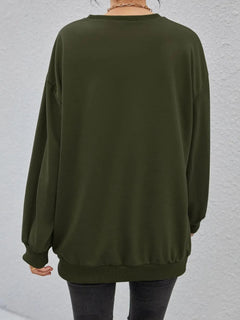 Fashionable round neck long sleeved letter solid color loose hoodie
