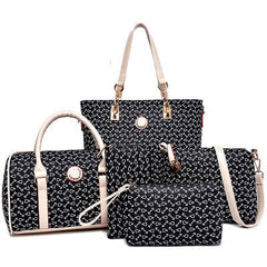 Fish bone patterned bun mother bag six piece set, single shoulder diagonal cross portable bun mother bag