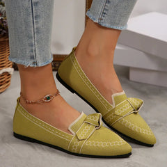Flat sole single shoe women's set feet bow shallow mouth lazy work shoes