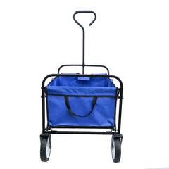 Folding Wagon Garden Shopping Beach Cart (Blue)
