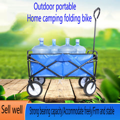 Folding Wagon Garden Shopping Beach Cart (Blue)