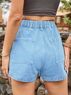 High Waist Denim Shorts with Pockets