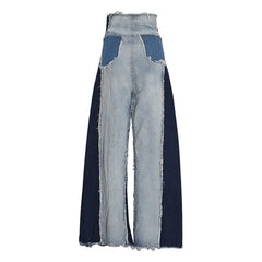 High waisted loose slimming color blocked long flared pants and floor pants