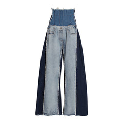 High waisted loose slimming color blocked long flared pants and floor pants