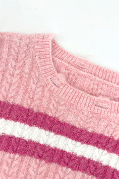 Hooded sweater base knit sweater short top contrasting color striped women