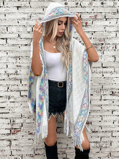 Hooded tassel cloak sweater shawl women's coat