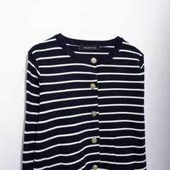 Knitted striped long sleeved suit for outerwear