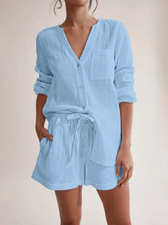 Ladies' summer pajamas made of pure cotton gauze